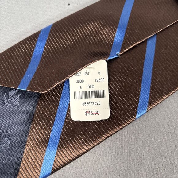 NWT Brooks Brothers “346” Tie Dark Bronze‎ Blue Stripe L:57” W:3.5” - Picture 6 of 7
